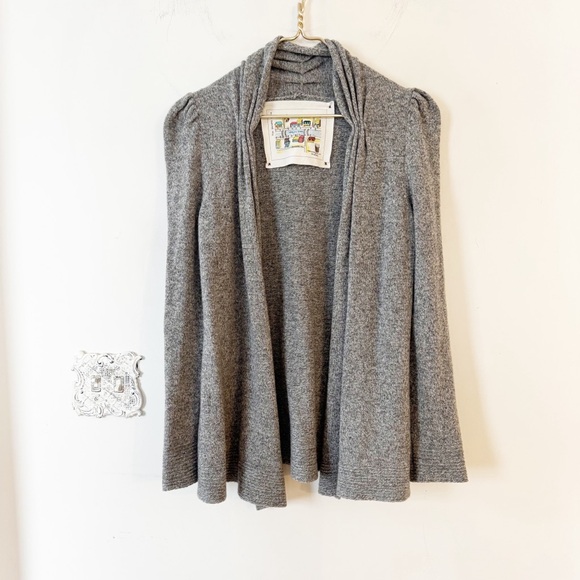 Anthropologie Sweaters - Anthropologie Kyu Yamate Gray Wool Structured Puff Sleeve Cardigan Sweater L